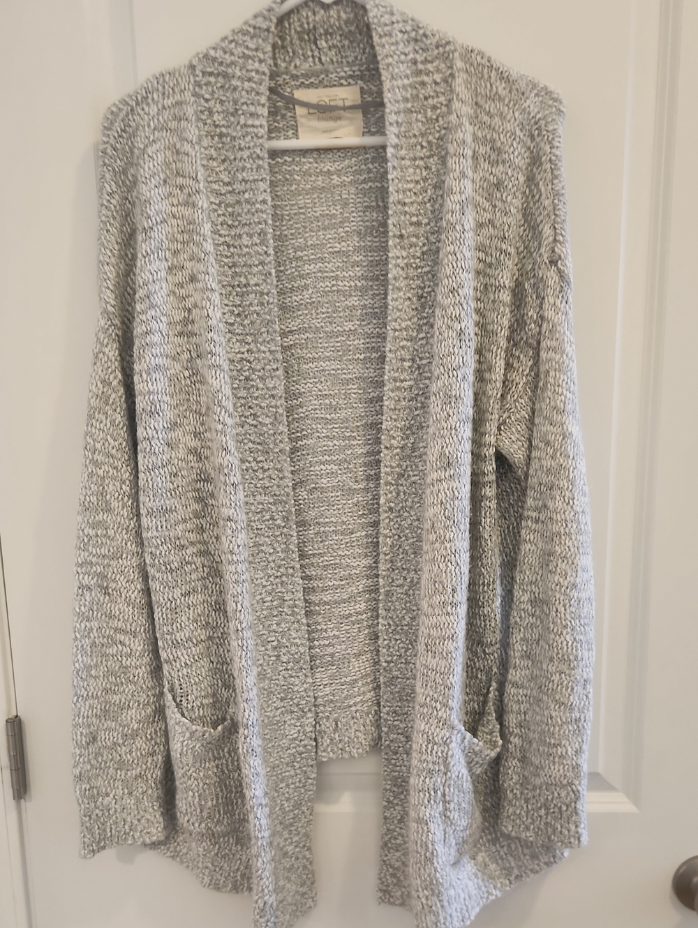 LOFT Open-Front Marled Gray Cardigan Sweater